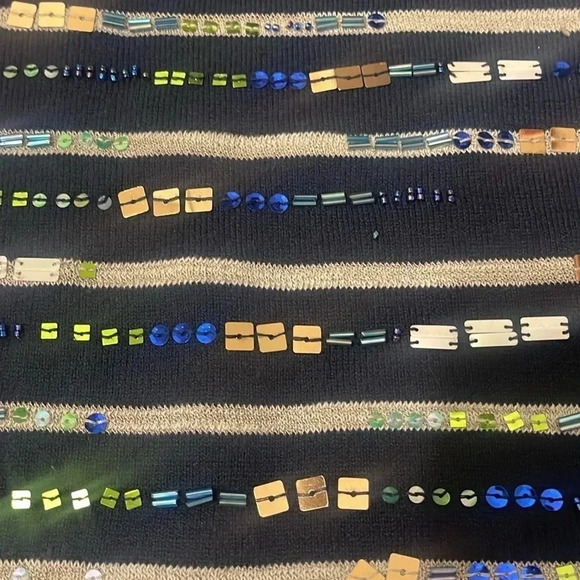 Cold Water creek sequin stripe sweater Size Small 8 Navy - Picture 4 of 7